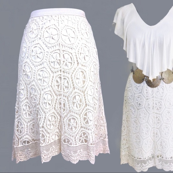 White Lace A-line Skirt - Picture 6 of 6